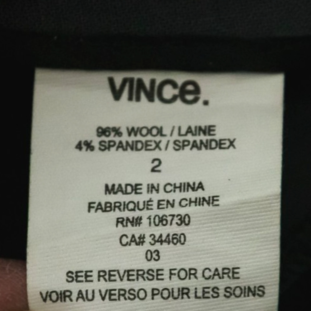 Vince Size 2 Grey Gray Black Tuxedo Stripe Tapered Leg Wool Blend Dress Pants - Picture 5 of 7